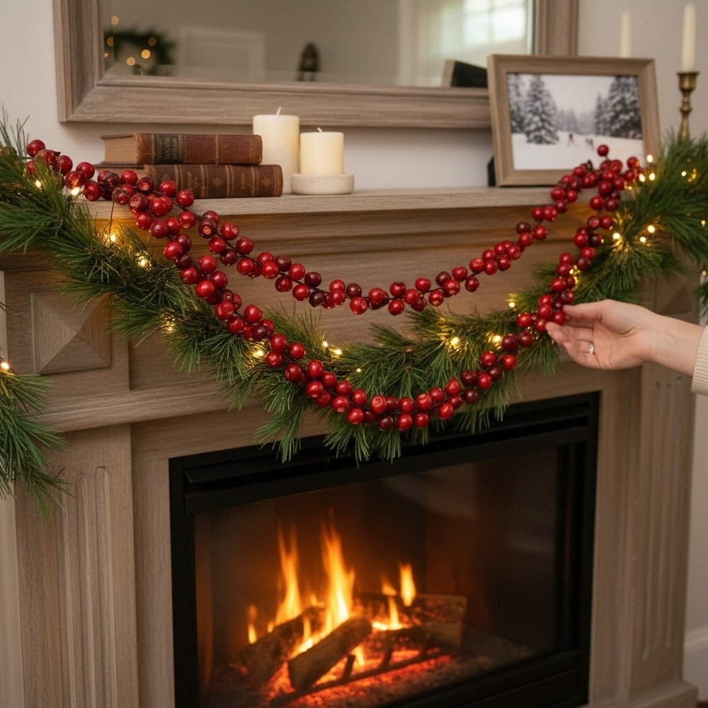 Berry Garland Unisex 6ft Red NWOT Faux Pomegranate Holiday Decor